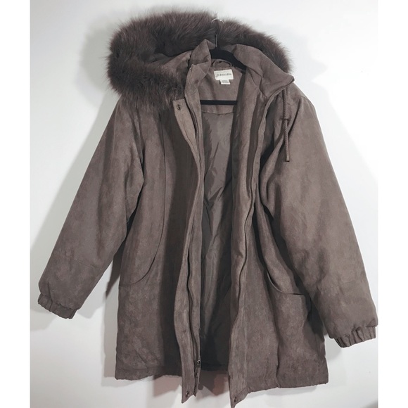 St. John's Bay Jackets & Blazers - Women’s Fur Lined Faux Suede Parka • XL